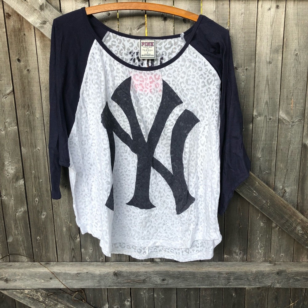 YANKEES PINK leopard 3/4 sleeve Top